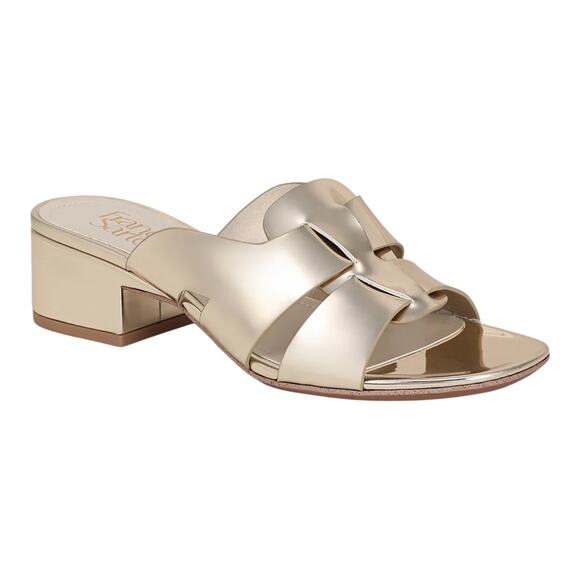 Franco Sarto Women's Nuala Open Toe Block Heel Slide Sandals Gold Size 8 - Picture 1 of 4